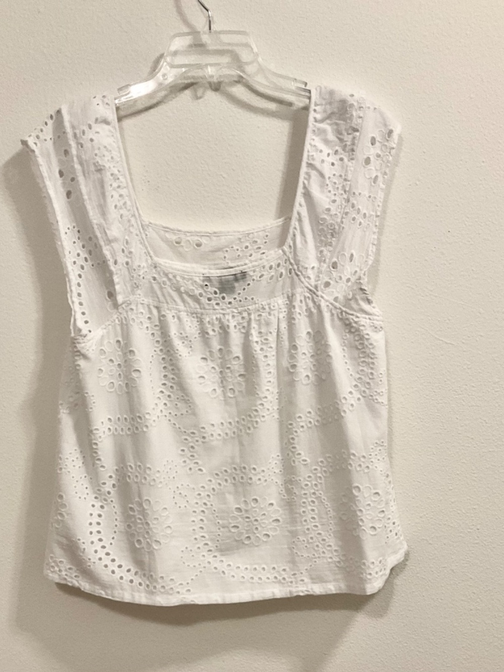 "Sanctuary" Cotton Bright Wht Embroidered Eyelet Lined Cami Top  Top Sz Lg